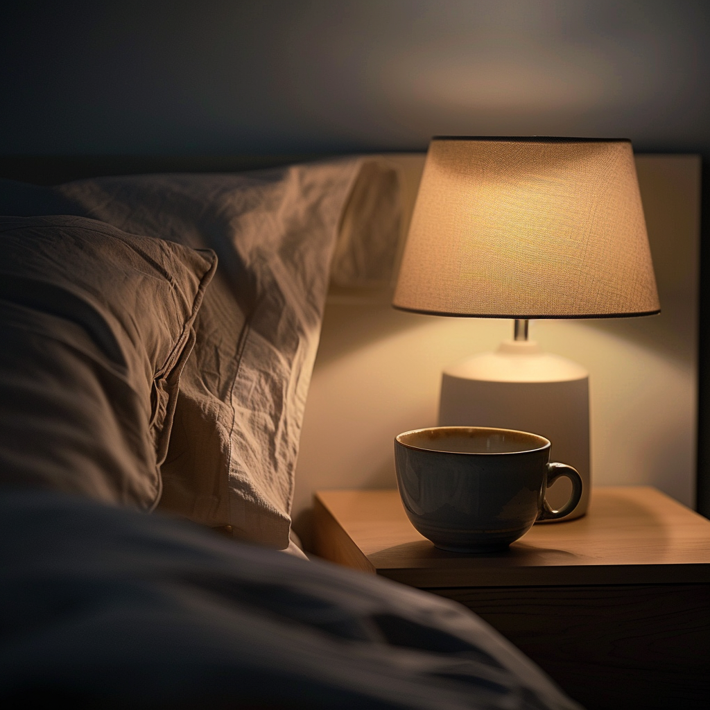 A quiet nighttime ritual with a warm mug before sleep
